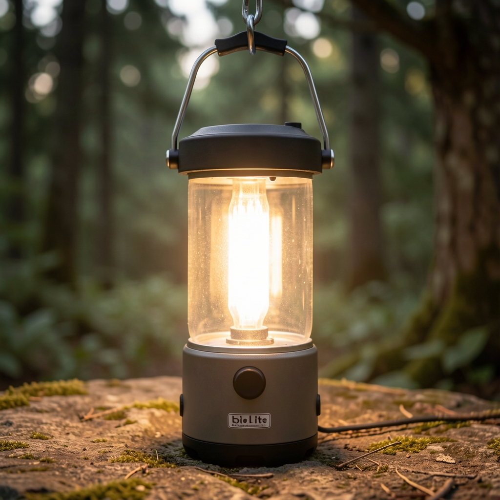 BioLite BaseLantern+ kamp lambası — kancalı asılabilir LED kamp aydınlatması