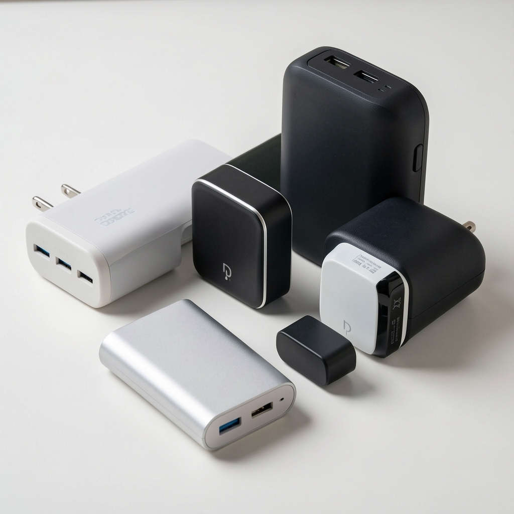 Çeşitli kapasiteli taşınabilir şarj cihazları ve power bank modelleri, teknik karşılaştırma düzeneği