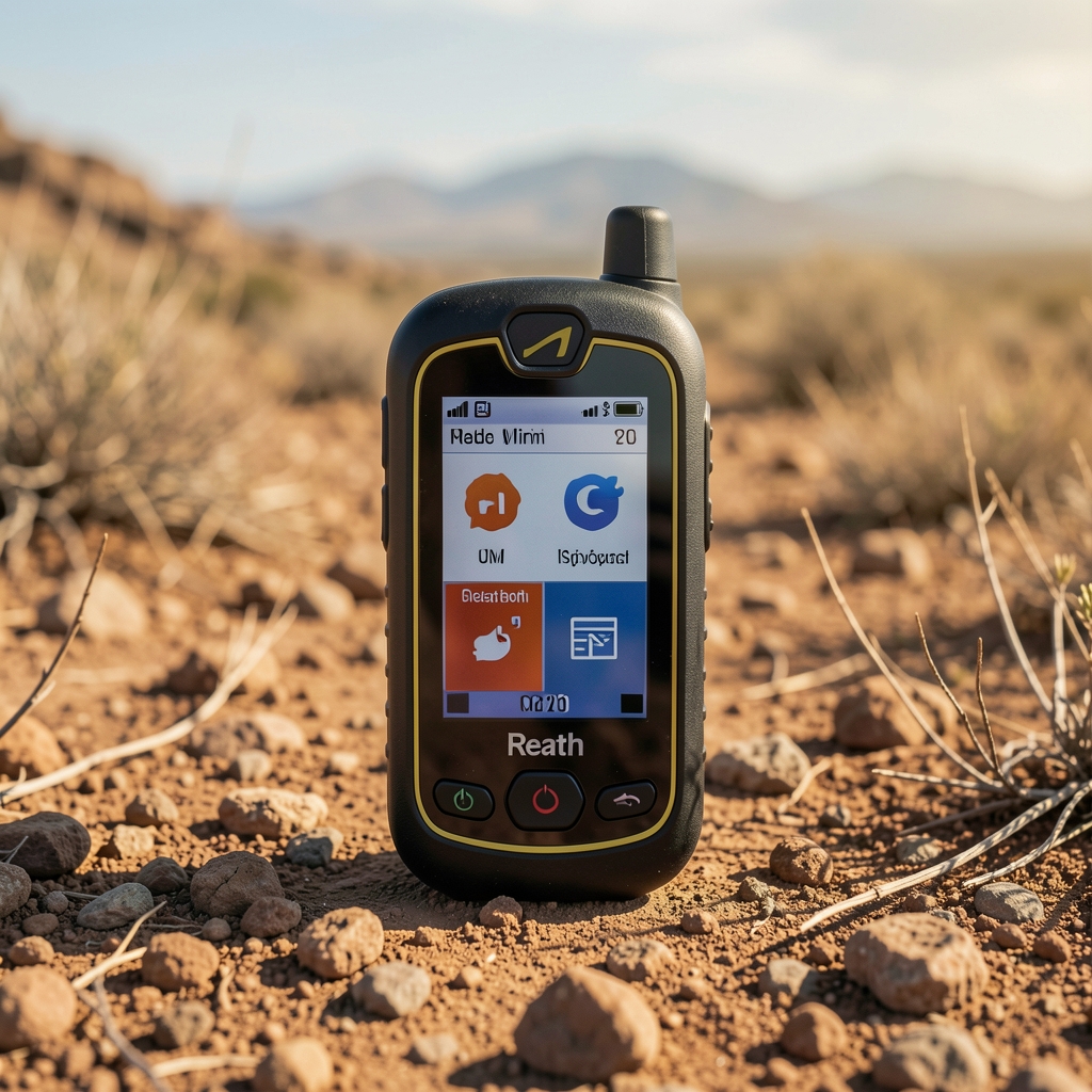 Kompakt Garmin inReach Mini 2 GPS uydu iletişim cihazı, açık arazide konumlandırılmış